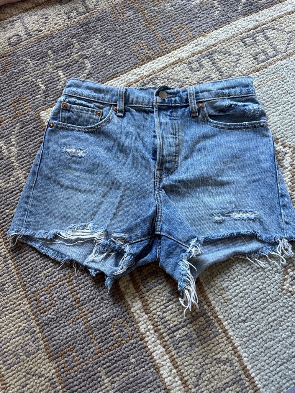 Levi's Light Blue Distressed Denim Cutoff Shorts